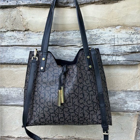 Calvin Klein Handbags - Calvin Klein Brown Monogram Tote Bag